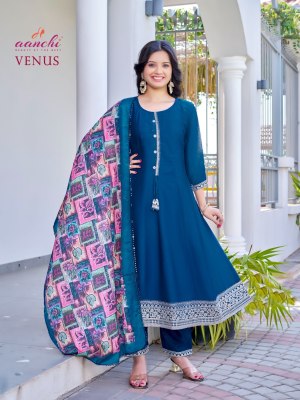 Venus By Aanchi Vichitra silk Flair Concept kurti pant and dupatta catalogue at low rate readymade suit catalogs