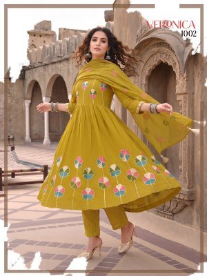Veronica Heavy Mul Chanderi Designer 3 Piece Suit Set with Embroidered Dupatta readymade suit catalogs