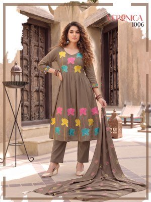 Veronica Heavy Mul Chanderi Designer 3 Piece Suit Set with Embroidered Dupatta readymade suit catalogs