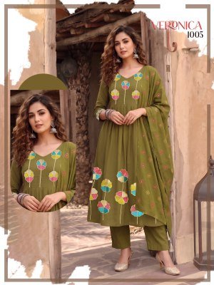 Veronica Heavy Mul Chanderi Designer 3 Piece Suit Set with Embroidered Dupatta readymade suit catalogs