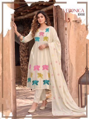 Veronica Heavy Mul Chanderi Designer 3 Piece Suit Set with Embroidered Dupatta readymade suit catalogs