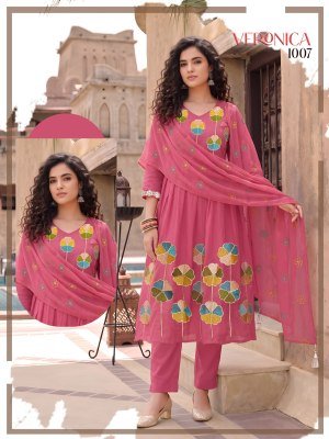 Veronica Heavy Mul Chanderi Designer 3 Piece Suit Set with Embroidered Dupatta readymade suit catalogs
