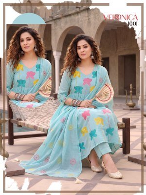Veronica Heavy Mul Chanderi Designer 3 Piece Suit Set with Embroidered Dupatta readymade suit catalogs