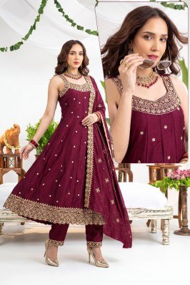 Vichitra Silk Ghera 3-Piece Suit with Manual Work & Dupatta Work Size wise Combo Set