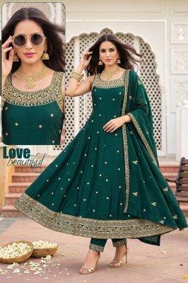 Vichitra Silk Ghera 3-Piece Suit with Manual Work & Dupatta Work Size wise Combo Set