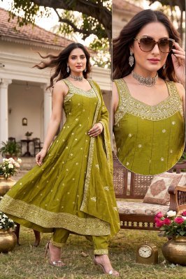 Vichitra Silk Ghera 3-Piece Suit with Manual Work & Dupatta Work Size wise Combo Set