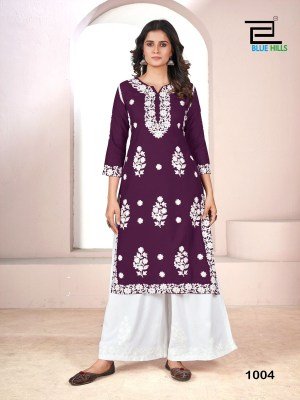 Victoria by Blue hills Thread work designer kurti with palazzo catalogue kurtis catalogs