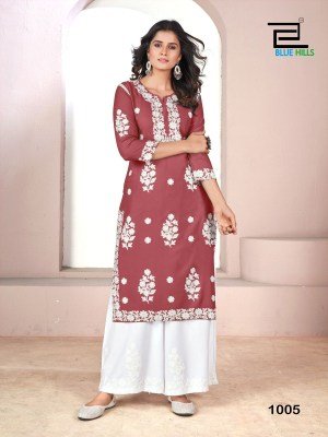 Victoria by Blue hills Thread work designer kurti with palazzo catalogue kurtis catalogs