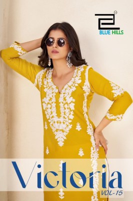 Victoria vol 15 by Blue hills 14 kg reyon Thread embroidered work  co ord set collection at low rate wholesale catalogs