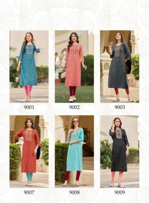 Victoria vol 9 by Diya trendz classy reyon foil printed kurti pant and dupatta catalogue at affordable rate readymade suit catalogs