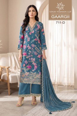 Vinay Kuleesh Gaargii Premium Chinon Unstitched Dress Material dress material catalogs