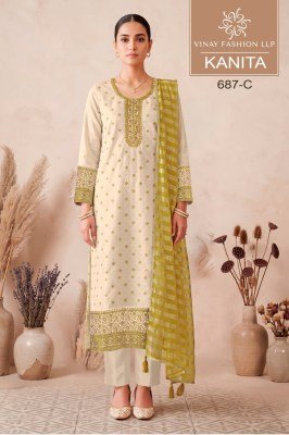 Vinay Kuleesh Kanita Viscose Kanjivaram Silk Jacquard Dress Material Collection dress material catalogs