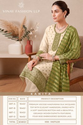 Vinay Kuleesh Kanita Viscose Kanjivaram Silk Jacquard Dress Material Collection dress material catalogs