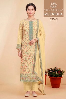 Vinay Kuleesh Meenisha Viscose Muslin Jacquard Dress Material dress material catalogs