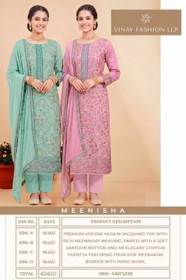 Vinay Kuleesh Meenisha Viscose Muslin Jacquard Dress Material dress material catalogs