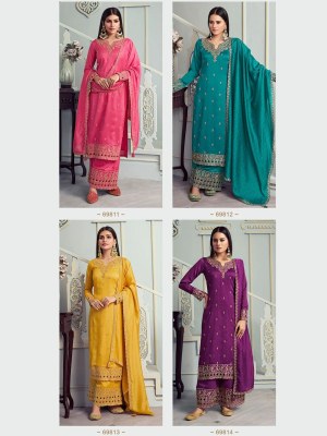 Vinay Kuleesh Shaheen Vol 8 Silk Georgette Embordered Salwar Kameez wholesaler   salwar kameez catalogs