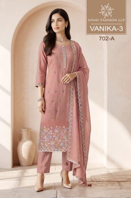 Vinay Kuleesh Vanika-3 Premium Mul Chanderi Unstitched Dress Material w dress material catalogs
