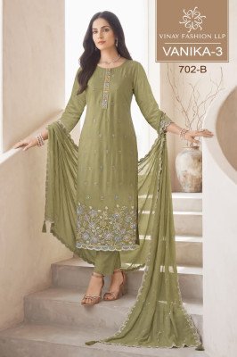 Vinay Kuleesh Vanika-3 Premium Mul Chanderi Unstitched Dress Material w dress material catalogs