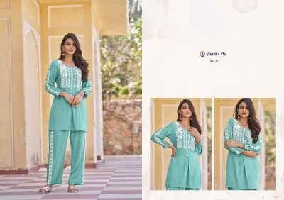 Vintage Platnium by Vamika Nx Heavy reyon thread work co ord set catalogue at affordable rate  Size wise Combo Set