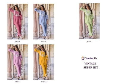 Vintage by Vamika nx tm heavy reyon thread embroidered fancy co ord set catalogue at low rate co ord set catalogs