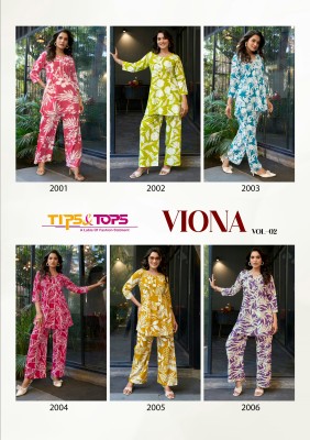 Viona vol 2 by Tips and tops Heavy Reyon printed co ord set collection at affordable rate co ord set catalogs