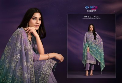 Vipul by Autumn 5641 to 5646 organza unstitched salwar suit catalogue at affordable rate salwar kameez catalogs