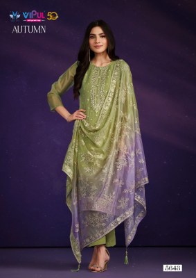Vipul by Autumn 5641 to 5646 organza unstitched salwar suit catalogue at affordable rate salwar kameez catalogs