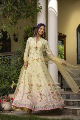 Virasat vol by Bela designer flower printed long gown catalogue at low rate gown catalogs