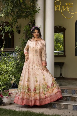 Virasat vol by Bela designer flower printed long gown catalogue at low rate gown catalogs