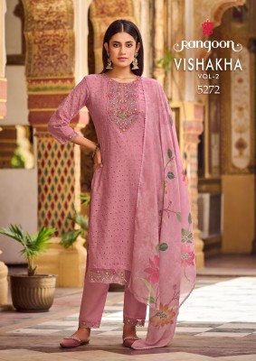 Vishakha vol 2 by Rangoon pure cotton fancy embroidered kurti pant and dupatta catalogue   readymade suit catalogs