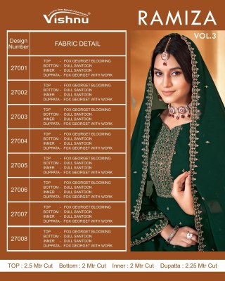 Vishnu by ramiza vol 3 exclusive fancy georgette Pakistani suit catalogue with embroidered work pakistani suit catalogs