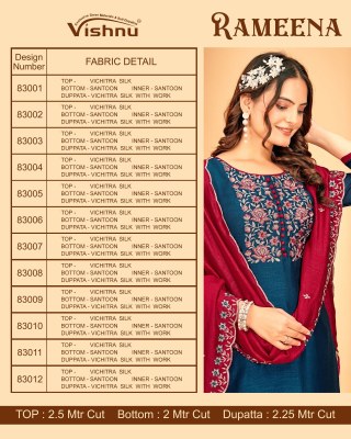 Vishnu impex Rameena Vichitra Silk Dress material Catalogue wholesale sale   salwar kameez catalogs