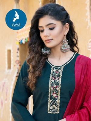 Volvo 2 by Kaya roman silk straight hand work kurti pant and dupatta catalogue at low rate  readymade suit catalogs