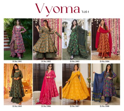 Vyoma vol 1 present Pure muslin Beautiful heavy digital printed Anarkali suit collection readymade suit catalogs