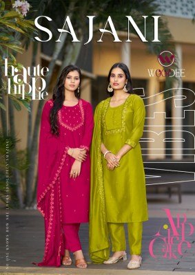 Woodee Sajani Viscose Chanderi Thead Work Readymade Catalogue Wholesale Rate Woodee
