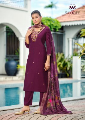 WOODEE DEVIKA Straight Cut 3 Pcs Suit with Back Side Work kurti pant with dupatta Catalogs
