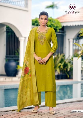 WOODEE DEVIKA Straight Cut 3 Pcs Suit with Back Side Work kurti pant with dupatta Catalogs