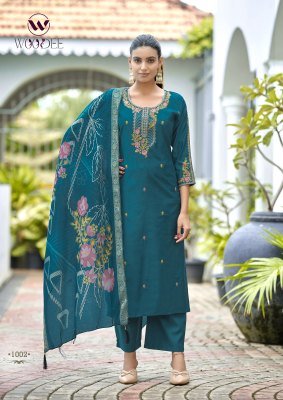 WOODEE HOOR Premium Viscose Gadwal 3-Piece Suit with Dupatta Fancy Palazzo suit catalogue
