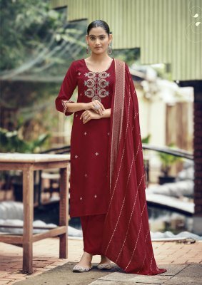 WOODEE RAAHI Premium Viscose Silk Straight Cut Top Bottom Dupatta kurti pant with dupatta Catalogs