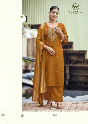 WOODEE RAAHI Premium Viscose Silk Straight Cut Top Bottom Dupatta kurti pant with dupatta Catalogs