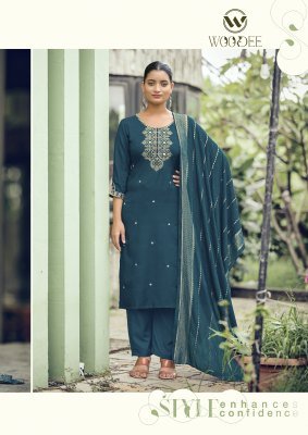 WOODEE RAAHI Premium Viscose Silk Straight Cut Top Bottom Dupatta kurti pant with dupatta Catalogs