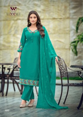 WOODEE TANISHA Vol-2  Premium Viscose Gadwal Straight Cut Suit kurti pant with dupatta Catalogs