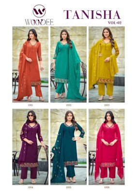 WOODEE TANISHA Vol-2  Premium Viscose Gadwal Straight Cut Suit kurti pant with dupatta Catalogs