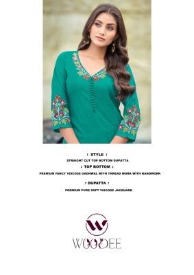 WOODEE TANISHA Vol-2  Premium Viscose Gadwal Straight Cut Suit kurti pant with dupatta Catalogs