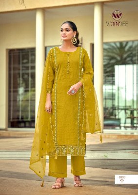 WOODEE WOMIKA Vol-2 Straight Cut Cotton Roman Silk Kurti Pant Dupatta Set kurti pant with dupatta Catalogs