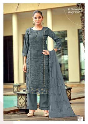 WOODEE WOMIKA Vol-2 Straight Cut Cotton Roman Silk Kurti Pant Dupatta Set kurti pant with dupatta Catalogs