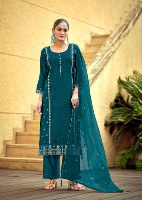 WOODEE WOMIKA Vol-2 Straight Cut Cotton Roman Silk Kurti Pant Dupatta Set kurti pant with dupatta Catalogs