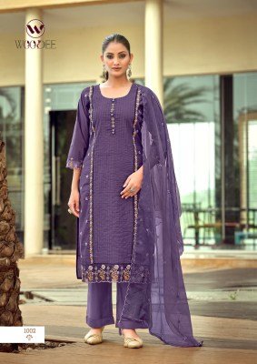 WOODEE WOMIKA Vol-2 Straight Cut Cotton Roman Silk Kurti Pant Dupatta Set kurti pant with dupatta Catalogs