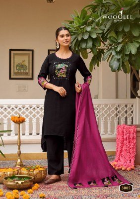 WOOGLEE Utsavi Viscose Weaving Handwork Thread Work 3- piece  with Dupatta kurti pant with dupatta Catalogs