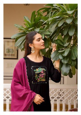 WOOGLEE Utsavi Viscose Weaving Handwork Thread Work 3- piece  with Dupatta kurti pant with dupatta Catalogs